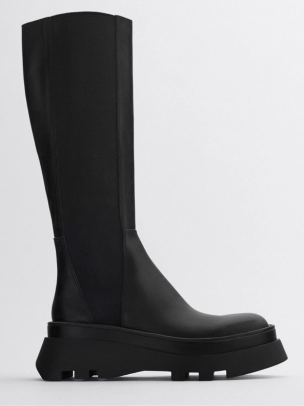 Zara Black Leather Boot 39 (fits like a 9)